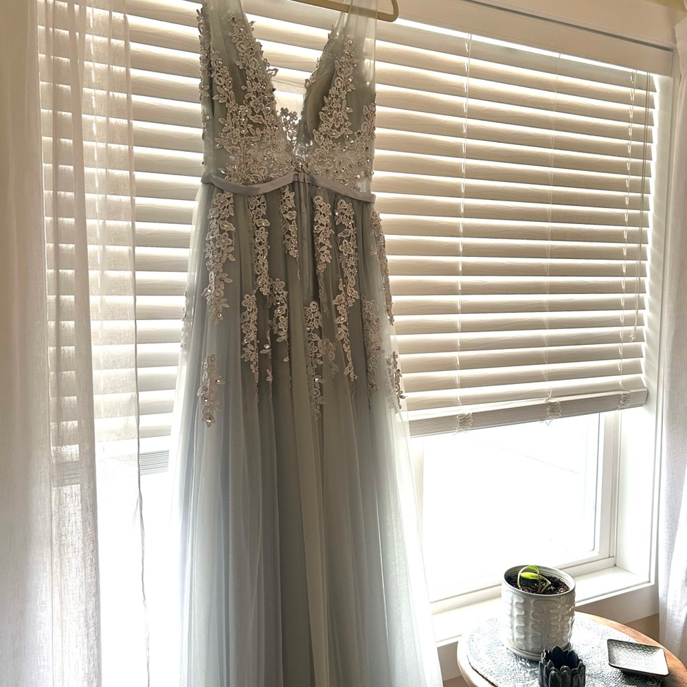 Light blue prom full length dress  - size medium